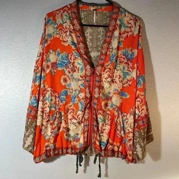 Free People Front Zip Kimono Jacket Size XS ❤️ - Picture 5 of 11